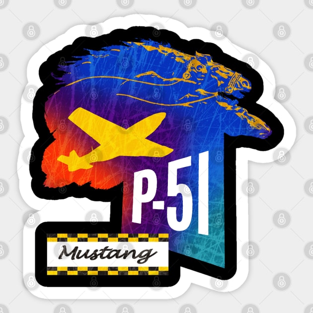 p51 Mustang Aircraft USA Sticker by Midcenturydave